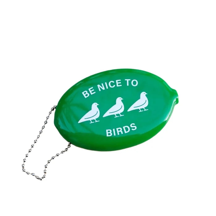 Be Nice To Birds Camp Mustelid Rubber Bird Seed Wallet—unique bird lover gift, eco-friendly, trendy must-have accessory.