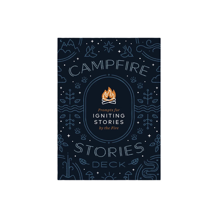 Forager Provisions LTD Campfire Stories Deck box with dark blue cover and nature-inspired campfire illustrations