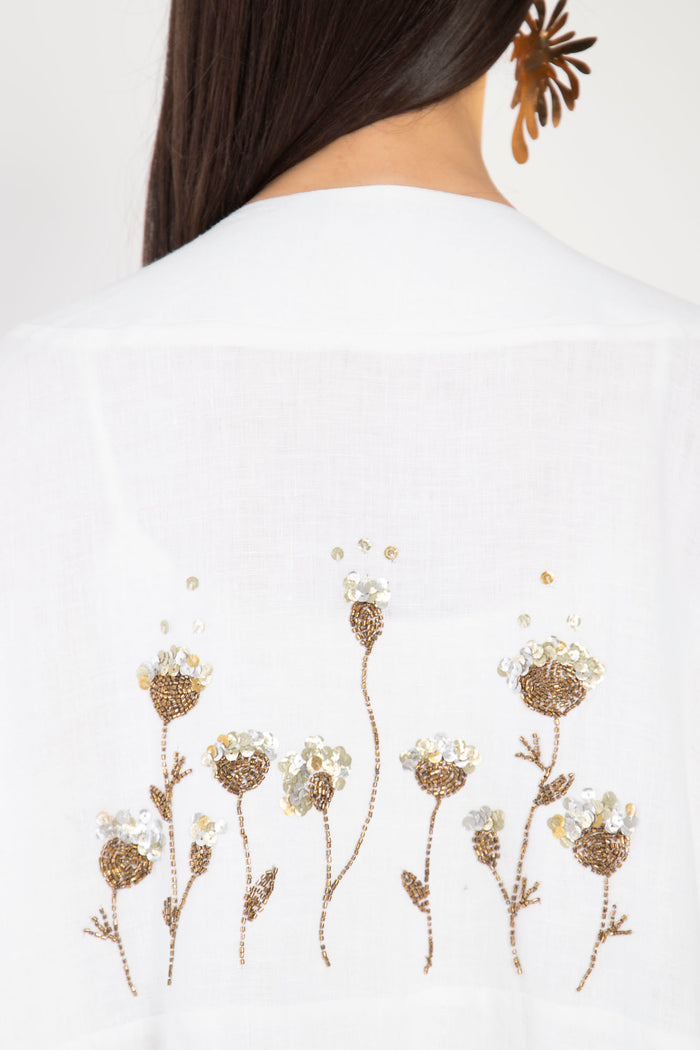 Carthage Hand Embroidered White Abaya