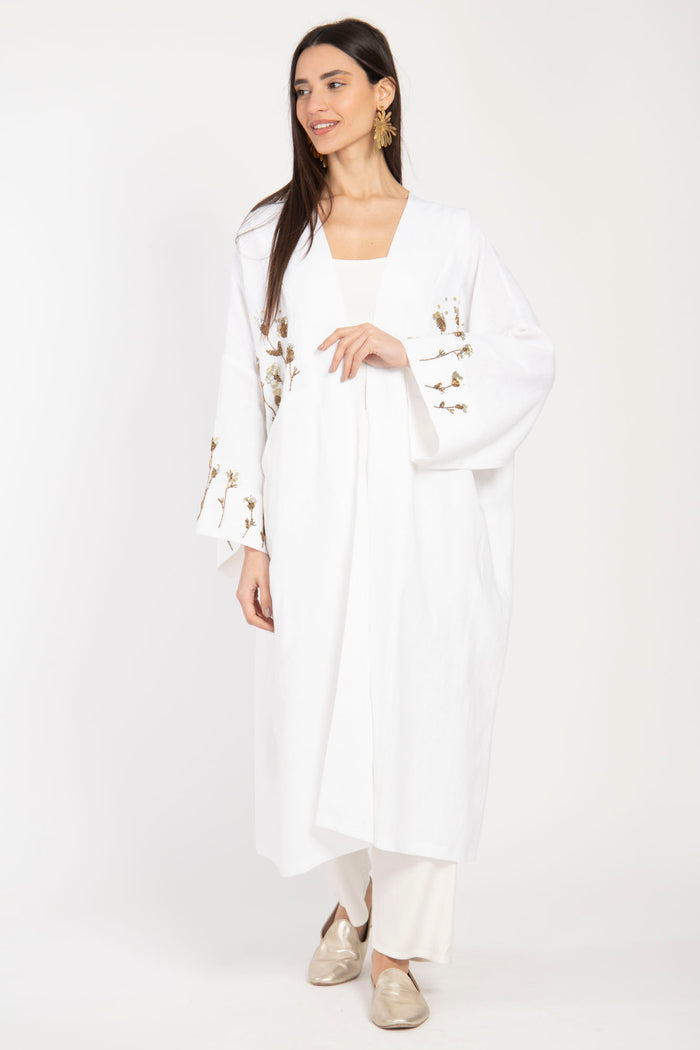Carthage Hand Embroidered White Abaya