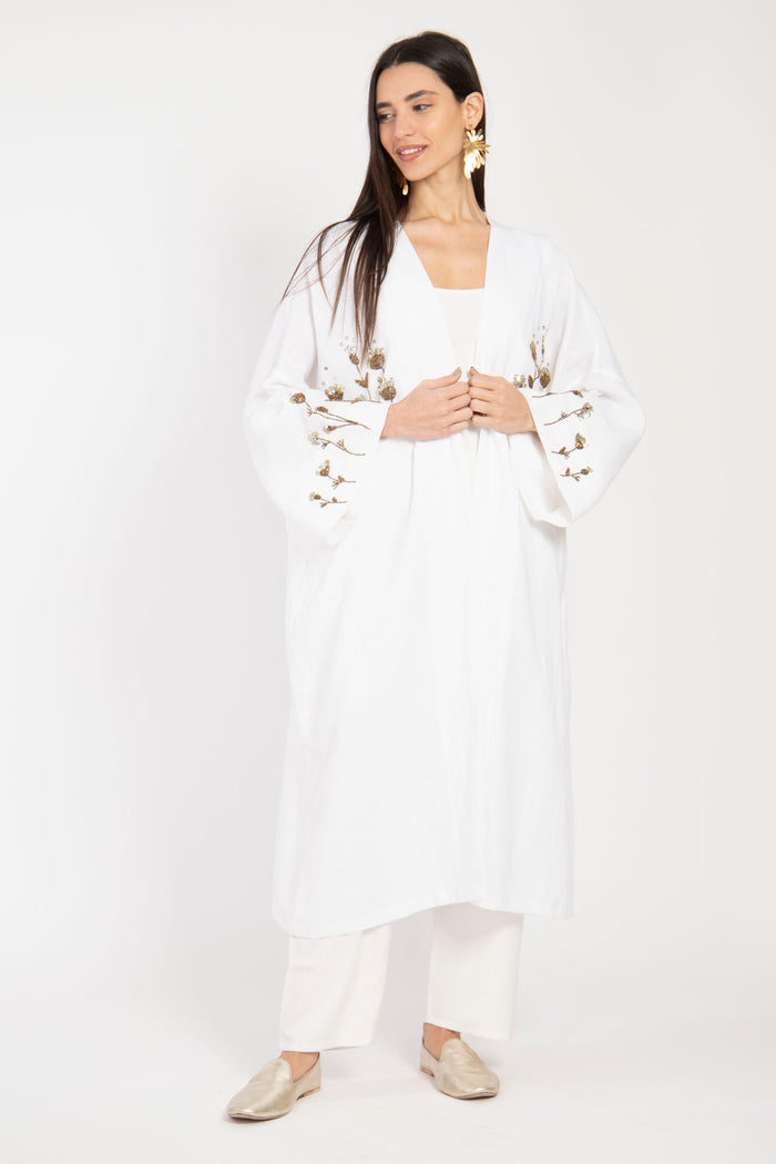 Carthage Hand Embroidered White Abaya