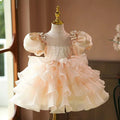 Champagne Girl Dress Kids Wedding Birthday Party Holiday J740
