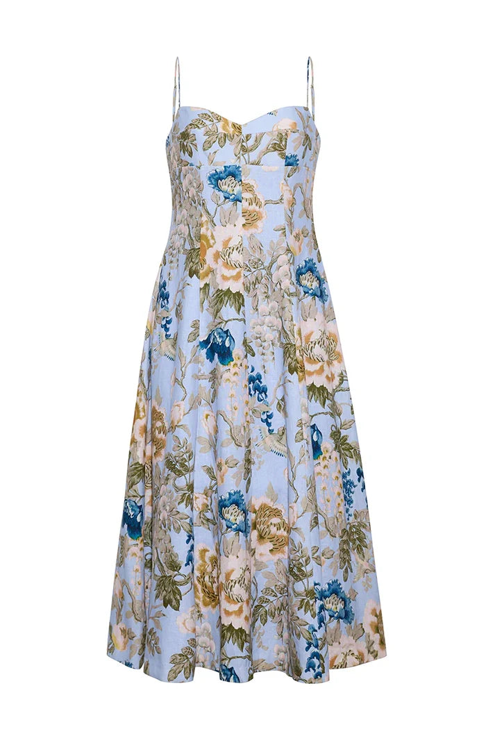 Cherry Dress - Flora Meadow Light Blue