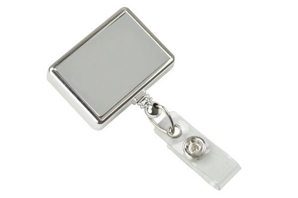 Chrome Rectangle Badge Reel - 2120-3900, Qty = 25