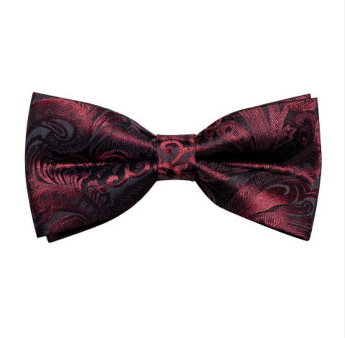 CLARET PAISLEY JACQUARD WAISTCOAT VEST BOWTIE HANDKERCHIEF CUFFLINKS SET- MJ-0179 - SimonVon Shop