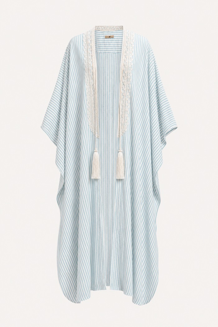 Classic Linen Light Blue Abaya