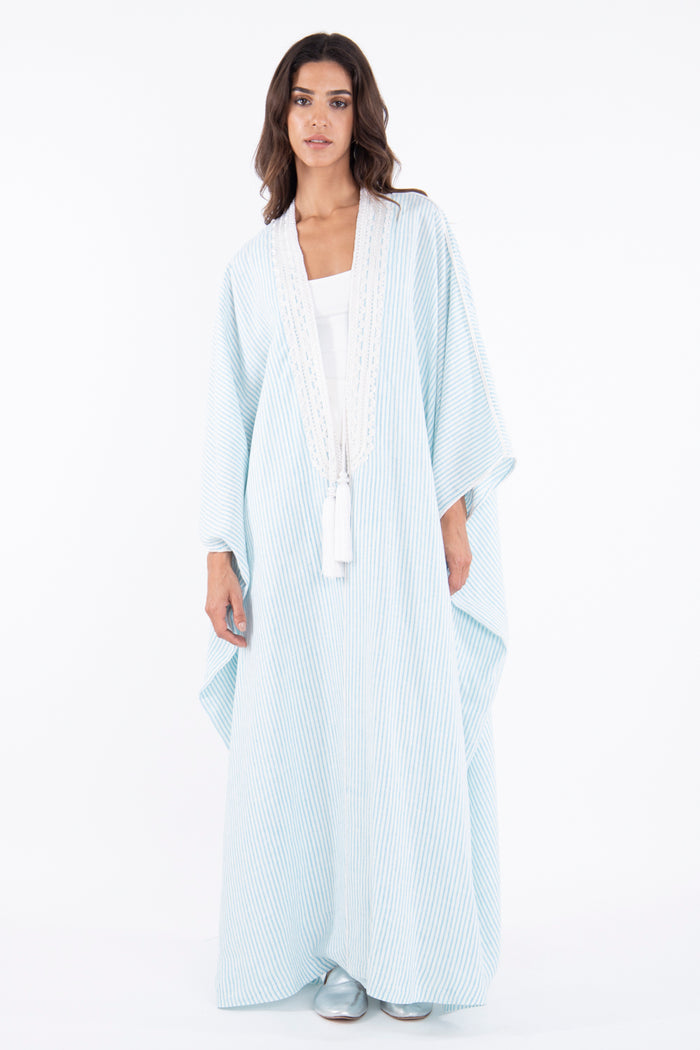 Classic Linen Light Blue Abaya