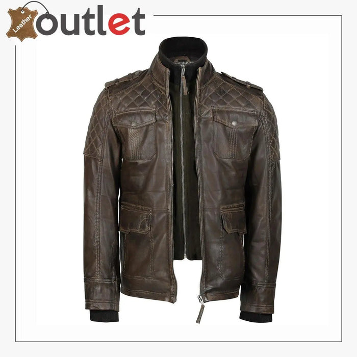 Back view of the classic cowhide riding jacket showing dropped rear hem