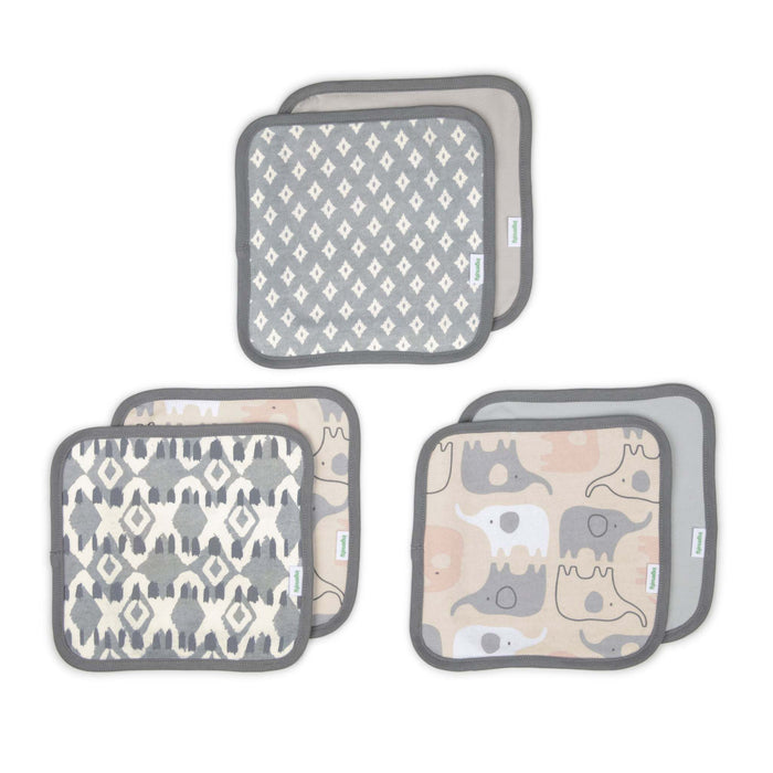 Clean & Cuddly 6-Pack Terry Washcloth Set - Grey Elephant Grazer