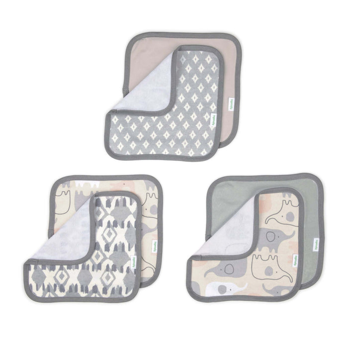 Clean & Cuddly 6-Pack Terry Washcloth Set - Grey Elephant Grazer