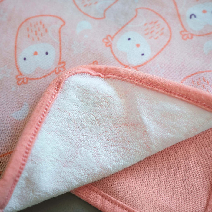 Clean & Cuddly 6-Pack terry washcloth set with pink owl and floral prints, soft and absorbent baby washcloths for bath time and cleanup