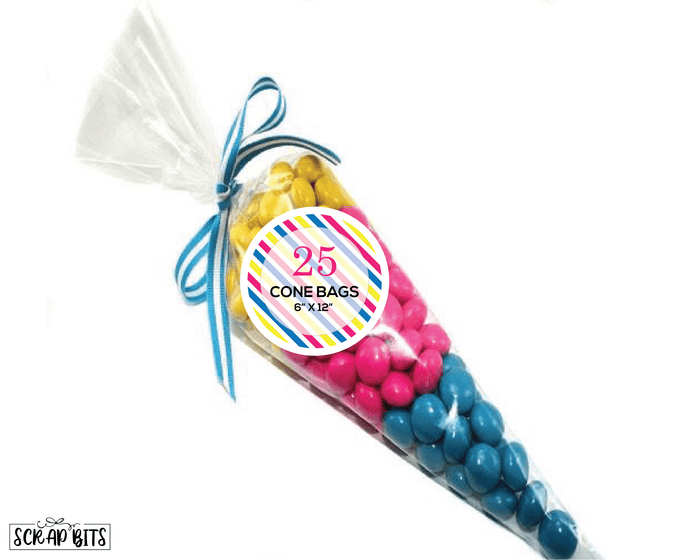 Clear Cone Favor Bags . 6x12 inches - Scrap Bits