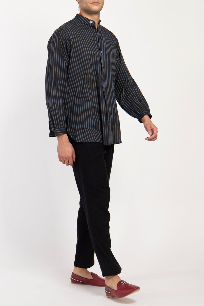 Cloche Cotton Striped Black Shirt