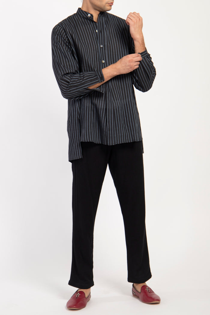 Cloche Cotton Striped Black Shirt
