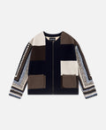 Color Block Croche Knit Zip Up (Multi)