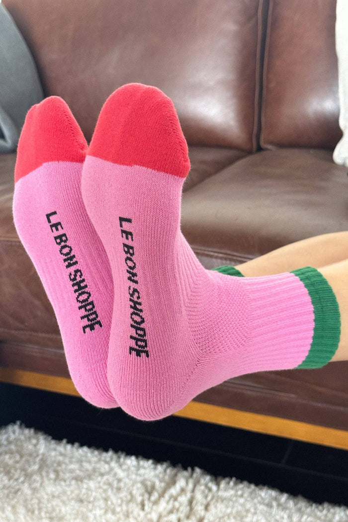Color Block Girlfriend Socks - Grey Pink