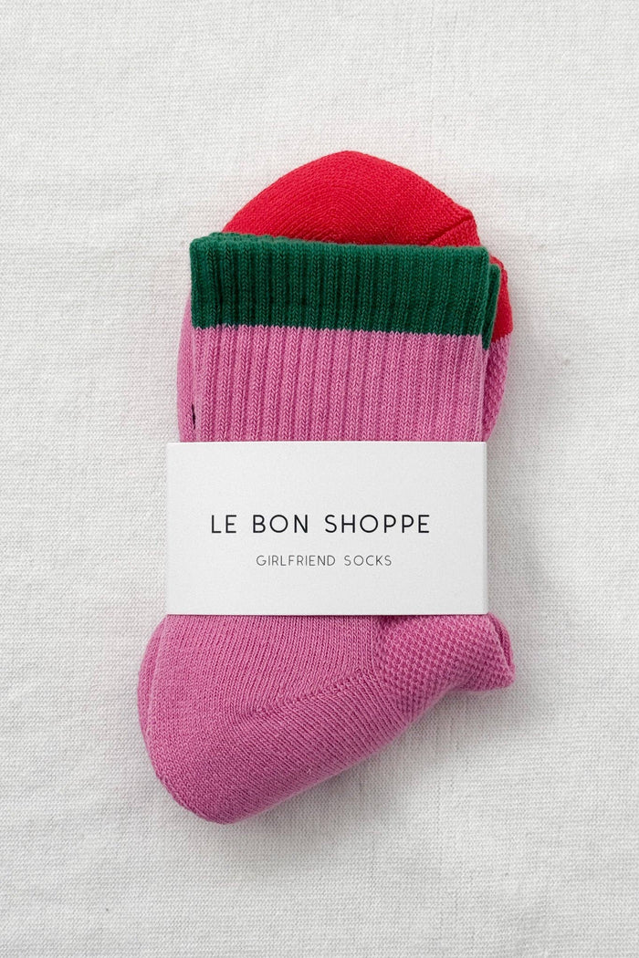 Color Block Girlfriend Socks - Grey Pink
