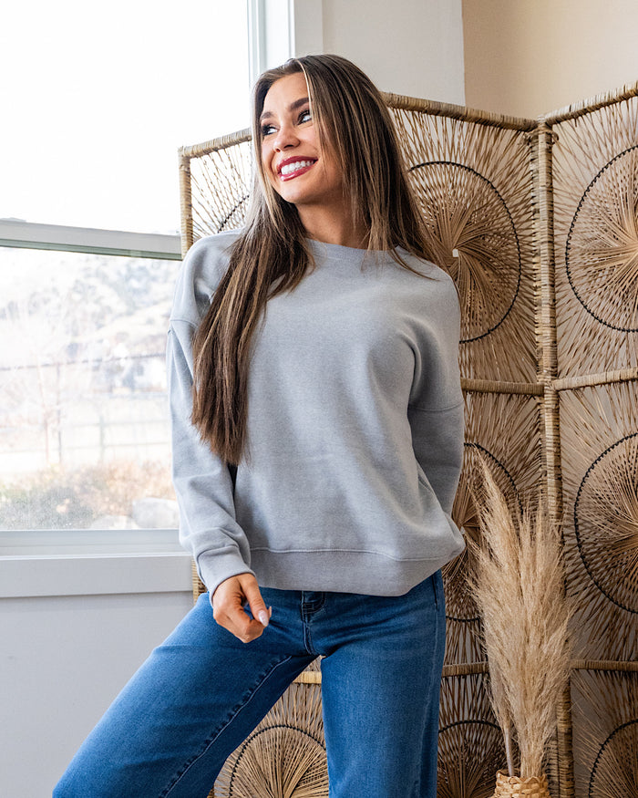 Cozy Crewneck Sweatshirt - Color Options Available! Zenana Heather Gray