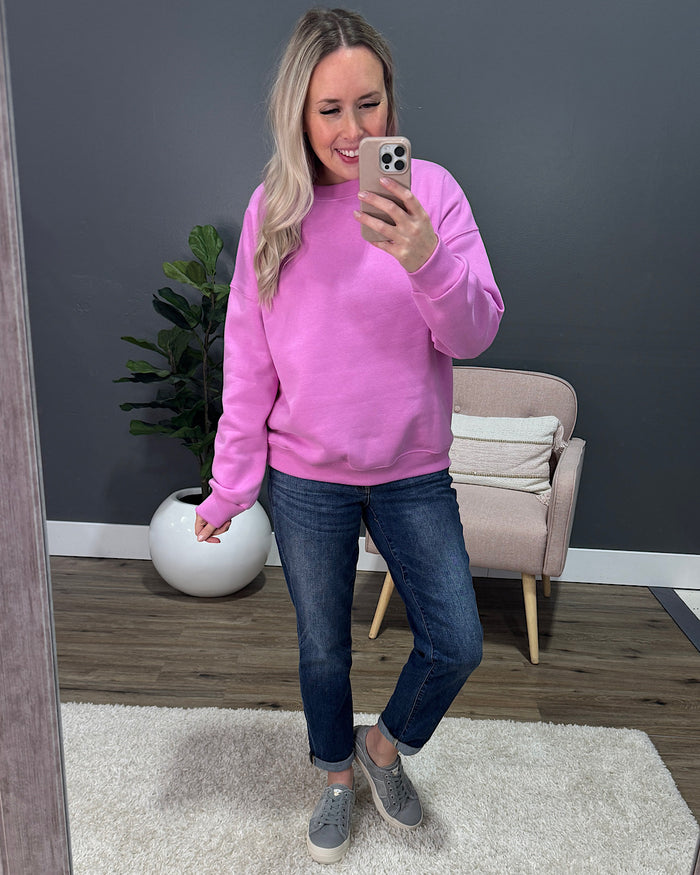 Cozy Crewneck Sweatshirt - Heather Gray Zenana