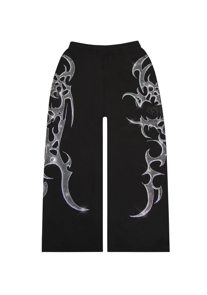 CRASH RHINESTONE OVERSIZED SWEATPANTS BLACK