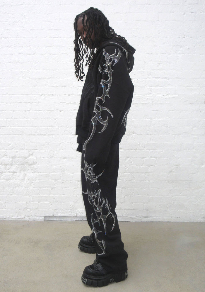 CRASH RHINESTONE OVERSIZED SWEATPANTS BLACK
