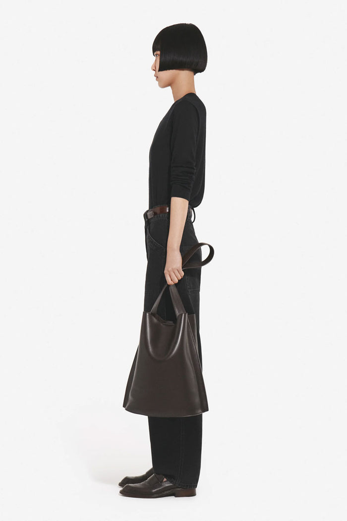 Crew Neck Sweater in Fine Cashmere - Black