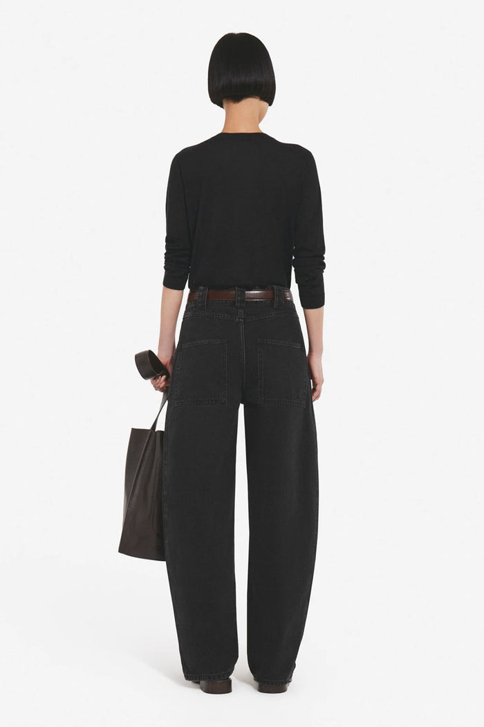 Crew Neck Sweater in Fine Cashmere - Black