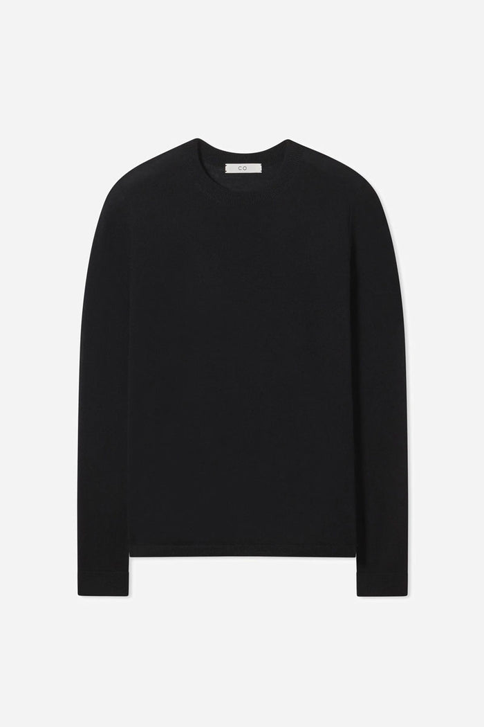 Crew Neck Sweater in Fine Cashmere - Black