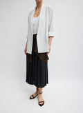 CRINKLE STRIPE SUMMER SUITING SHAWL COLLAR JACKET