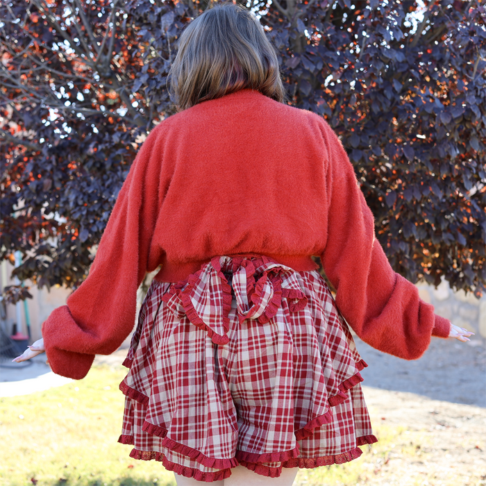 Cropped Fuzzy Crimson Cardigan