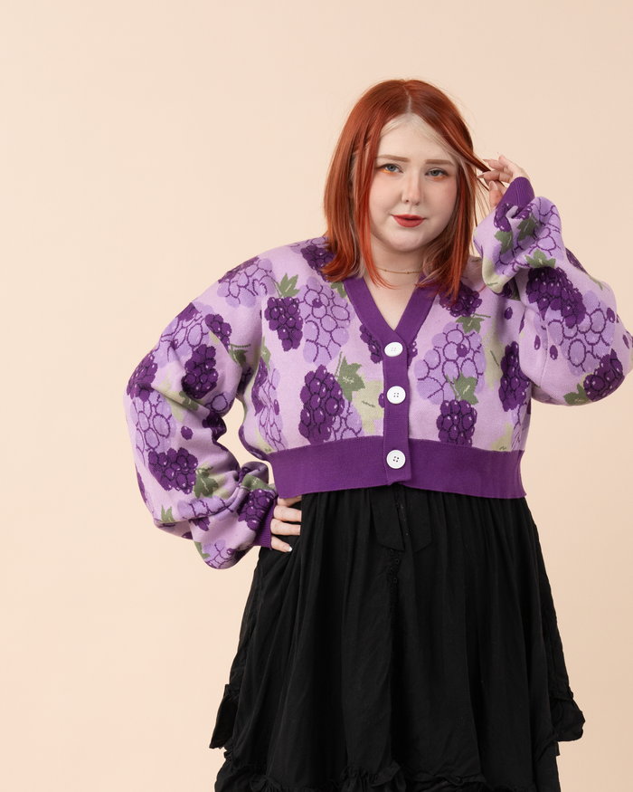 Cropped Grape Cardigan