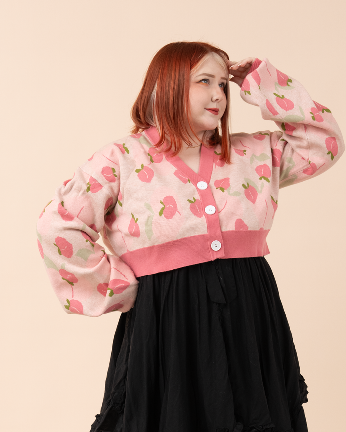 Cropped Peach Cardigan