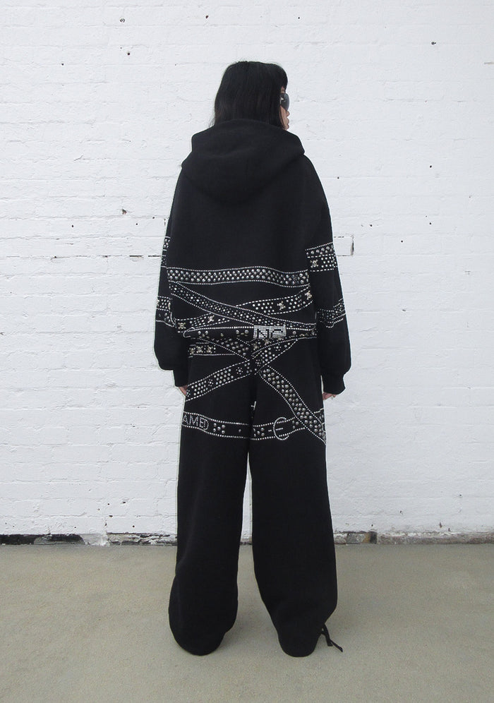 CRUSH STUDDED BELT ZIP HOODIE BLACK