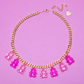 Crystal Clear Gummy Bear Necklace (Pink Ombre)