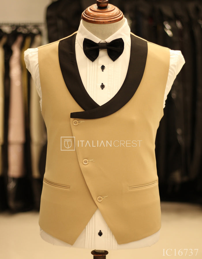 Dark Beige 3-Piece Tuxedo Suit