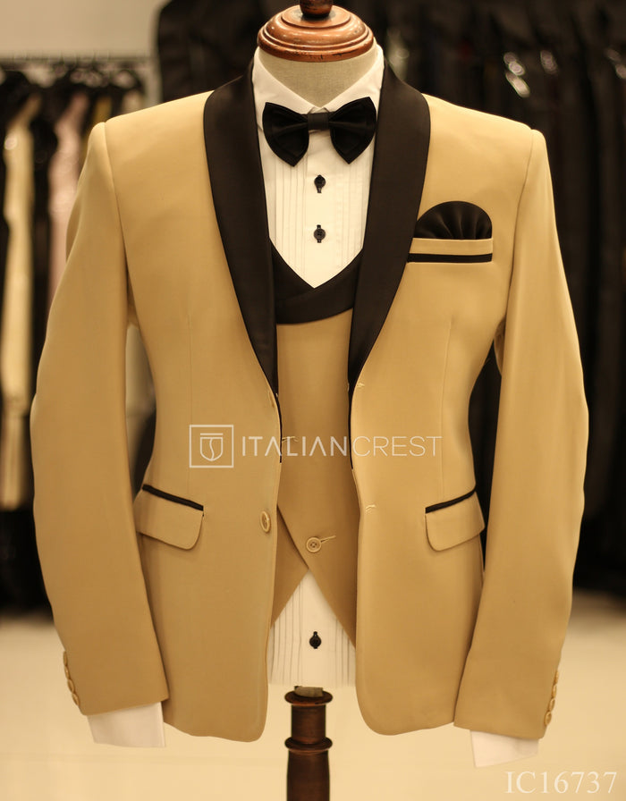 Dark Beige 3-Piece Tuxedo Suit