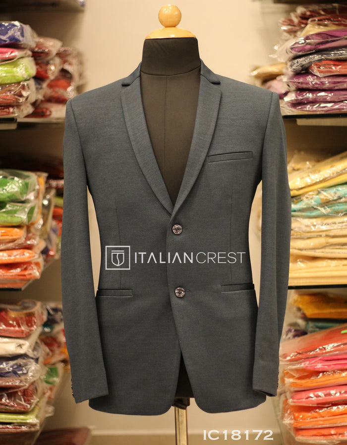 Dark Green Knitted Tweed Blazer