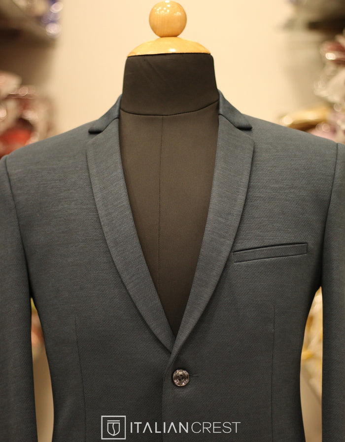 Dark Green Knitted Tweed Blazer