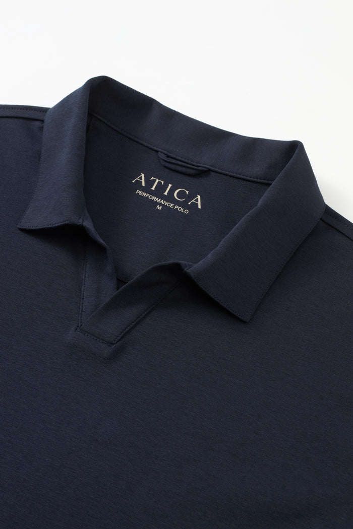 Dark Navy Buttonless Performance Polo - Atica Man