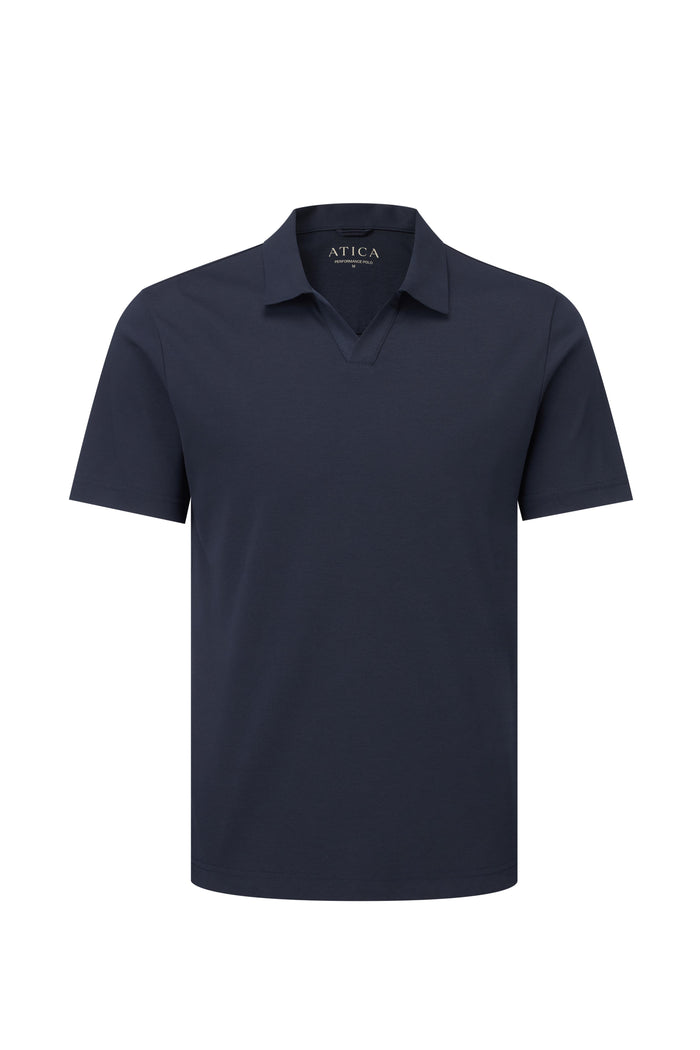 Dark Navy Buttonless Performance Polo - Atica Man