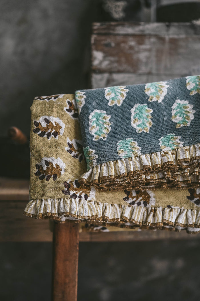Dawn Block-Printed Heavyweight Linen Tea Towel