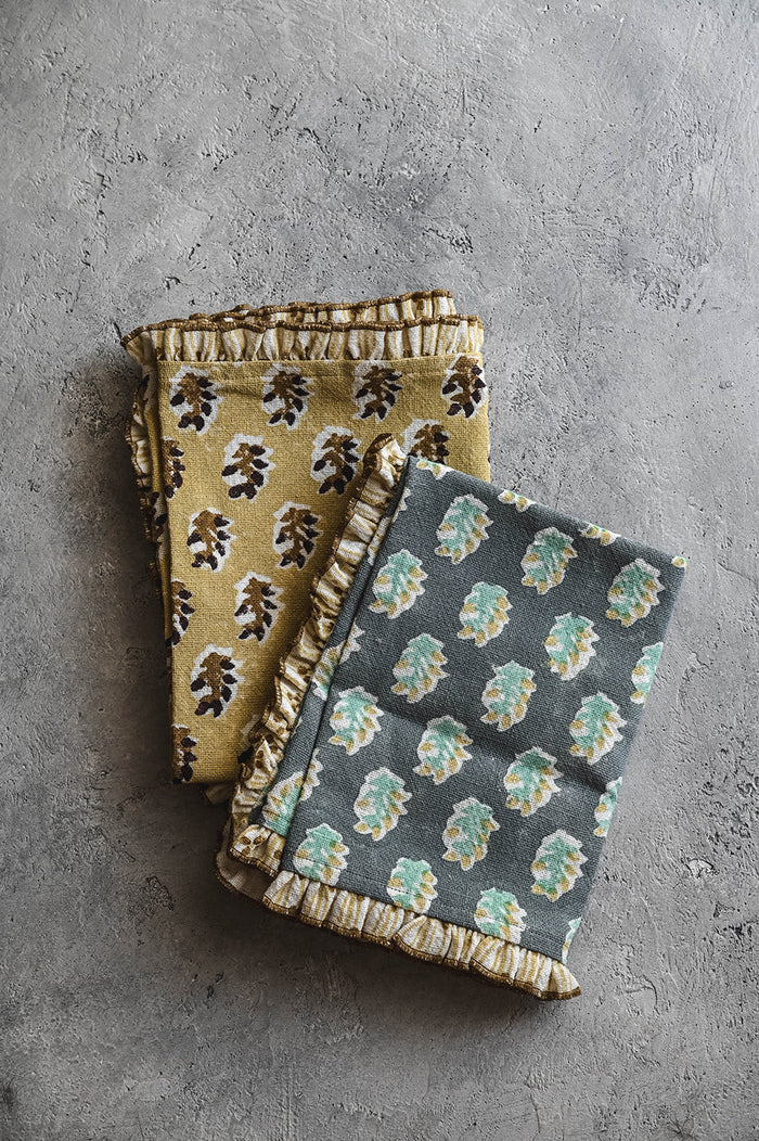 Dawn Block-Printed Heavyweight Linen Tea Towel