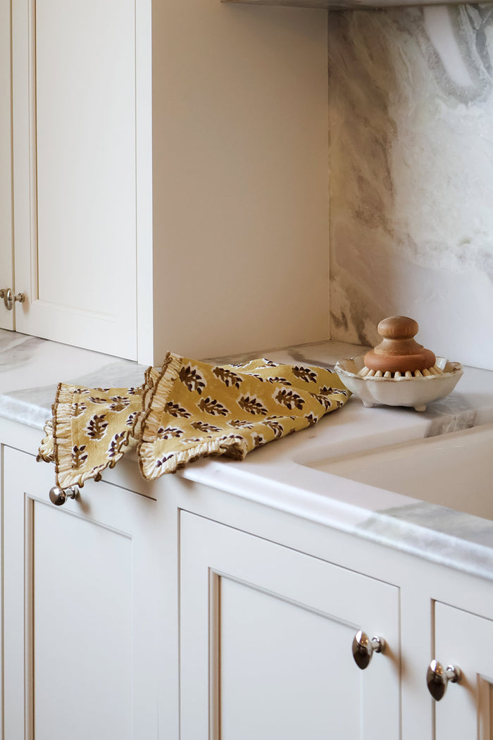 Dawn Block-Printed Heavyweight Linen Tea Towel