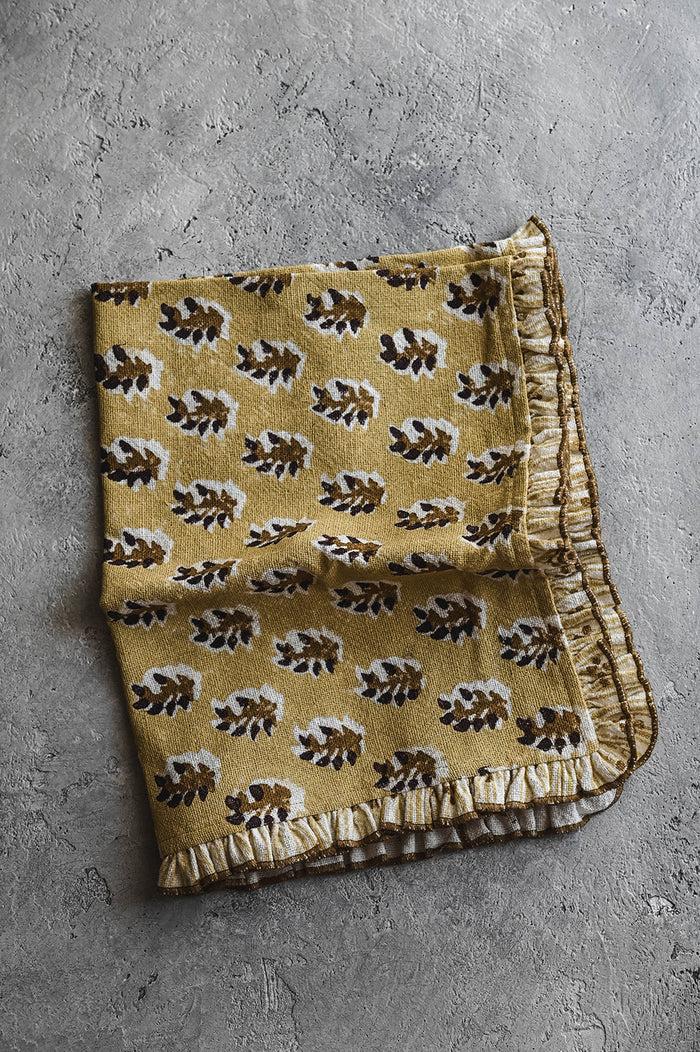 Dawn Block-Printed Heavyweight Linen Tea Towel