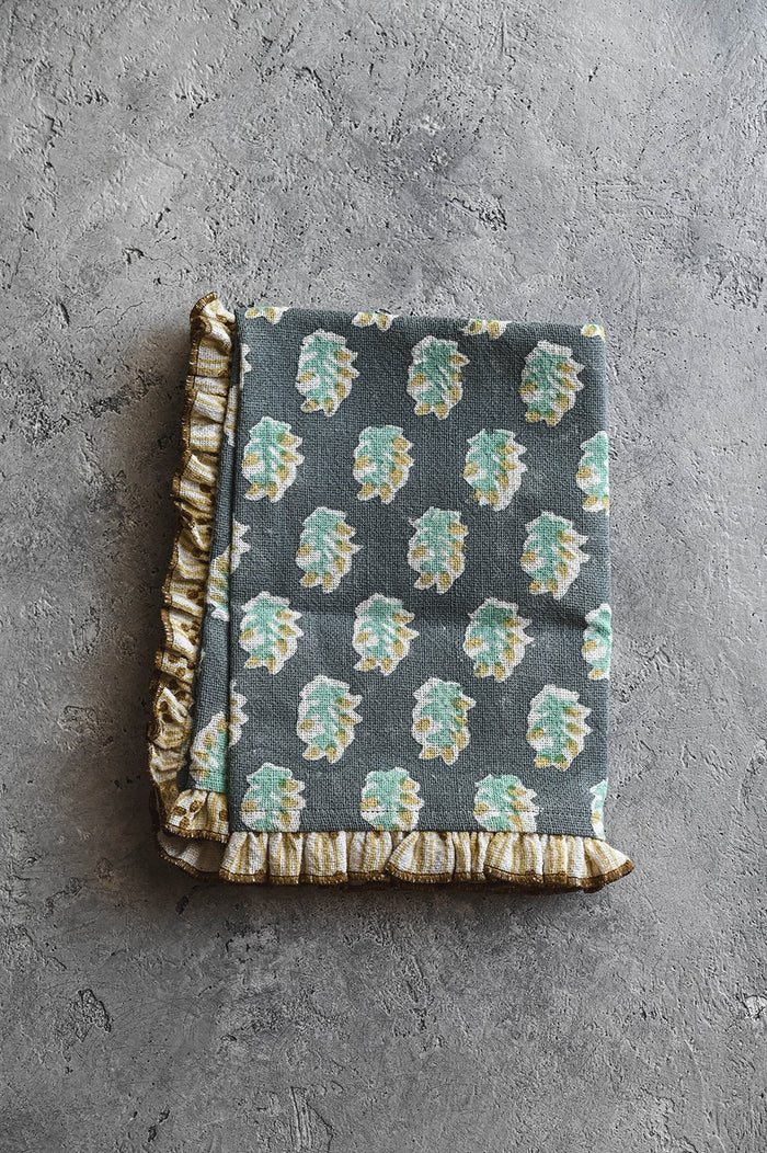 Dawn Block-Printed Heavyweight Linen Tea Towel