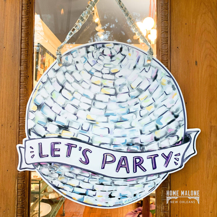Disco Ball Let’s Party Door Hanger