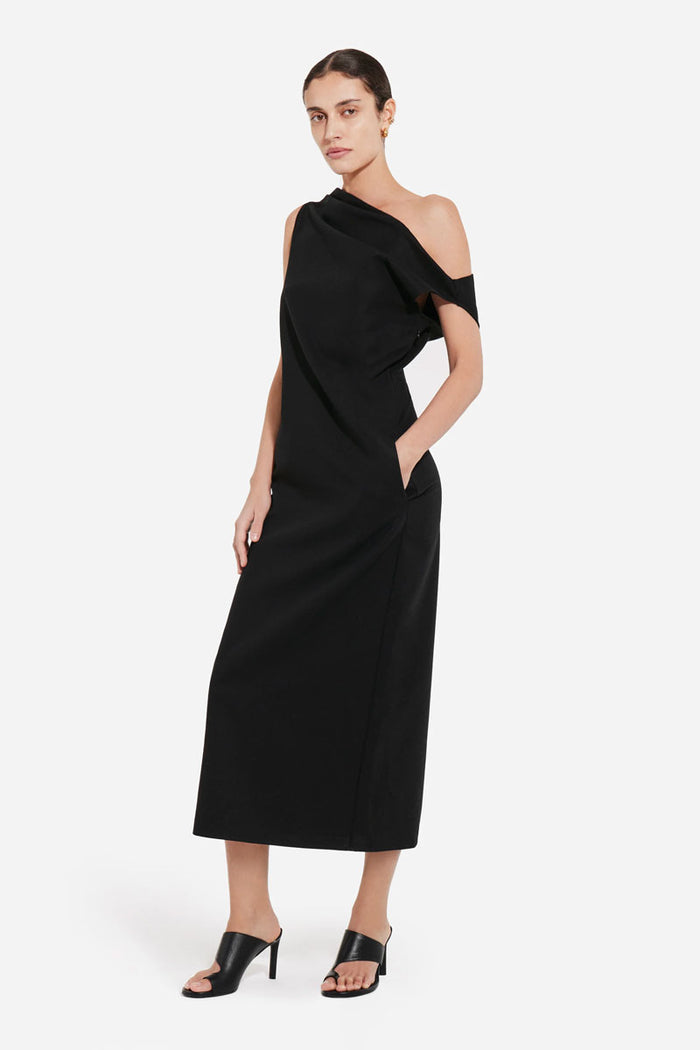 Draped Back Dress - Black