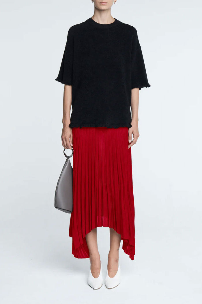 Drop Shoulder Fray Crew - Black