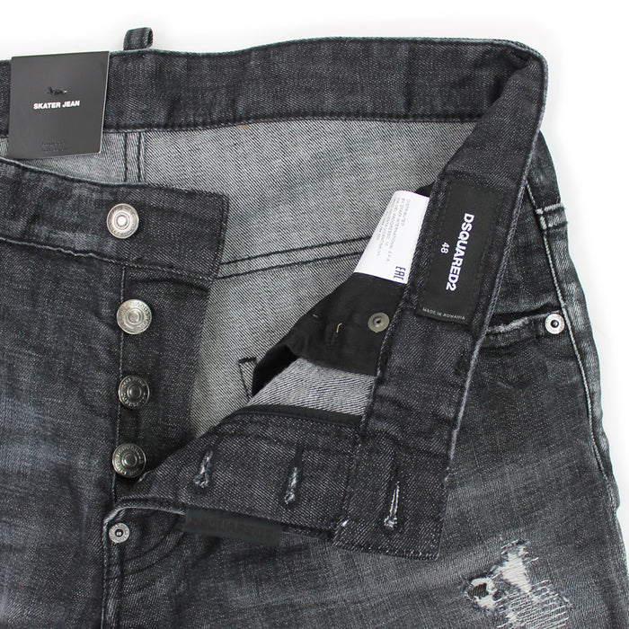 DSQUARED2 - Distressed Skater Jeans in Washed Black - Nigel Clare