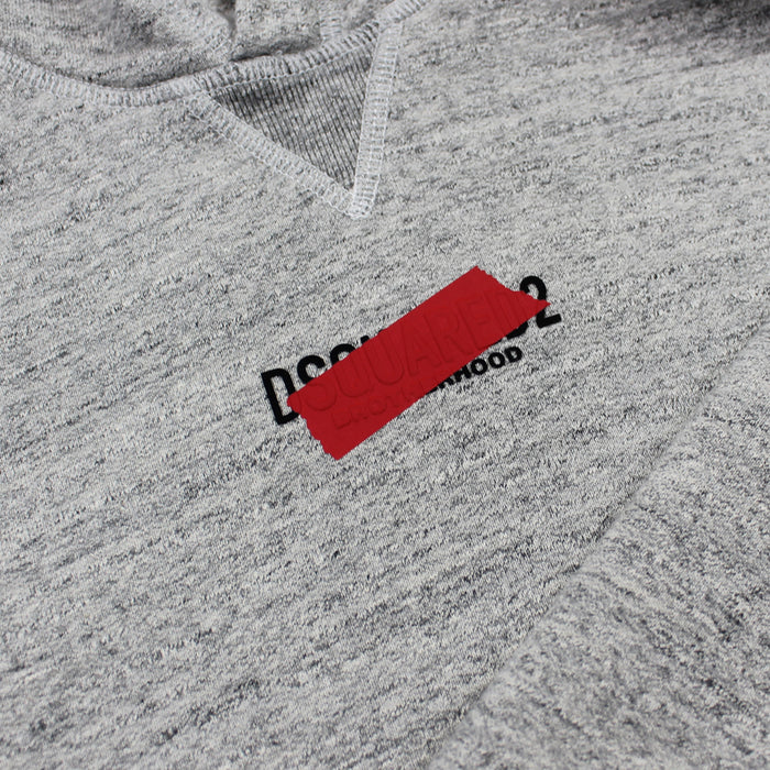 DSQUARED2 - Tape Logo Hoodie in Grey Marl - Nigel Clare